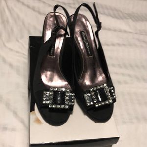 Beverly Feldman Black satin dress shoe size 7.5